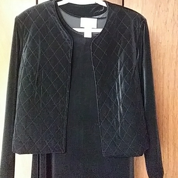 Susan Graver Black Velvet Dress and Jacket - Picture 2 of 8